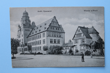 Ansichtskarte AK Worms Rhein 1920 Großherzogliches Gymnasium Straße Architektur Ortsansicht Rheinland Pfalz